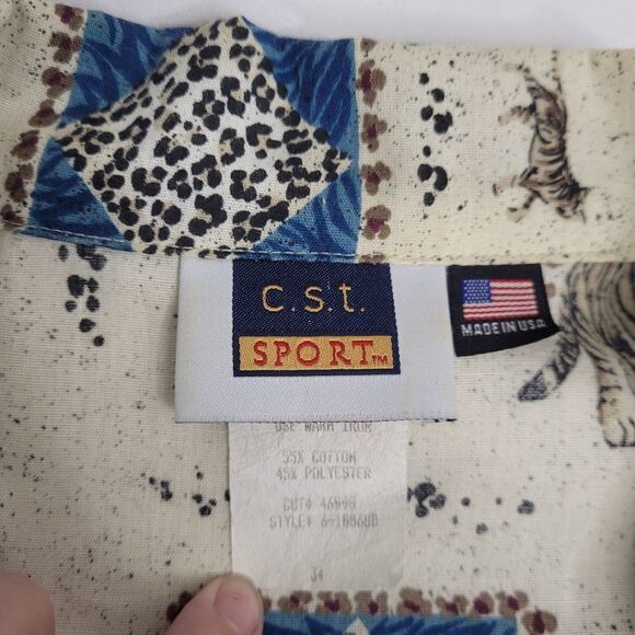 VINTAGE 90s top big cat animal print plus shirt 2X - Picture 3 of 6